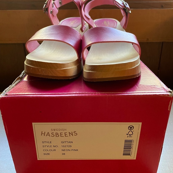 Swedish Hasbeens Pink Gittan Sandal size 38/8 worn once in box - Picture 9 of 9